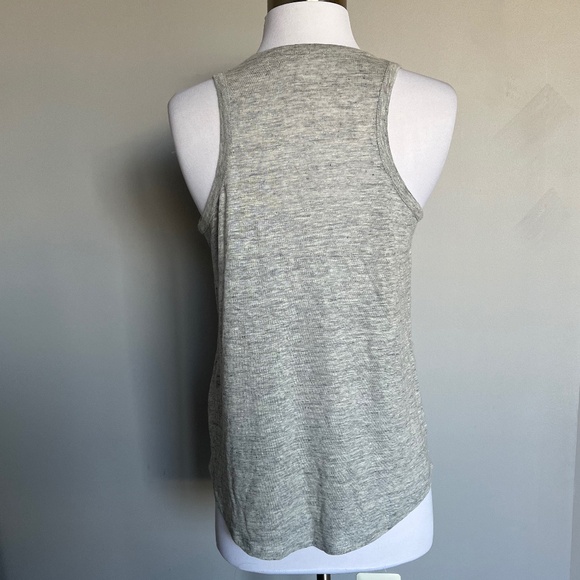 Vince Split Neck Linen Relaxed Casual Pocket Pullover Gray Tank Top Blouse Small - Picture 3 of 8